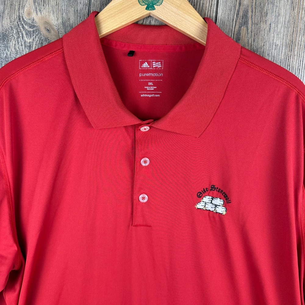 Adidas Golf Puremotion Polo Shirt Mens 2XL Red Olde Stonewall Embroidered Logo
